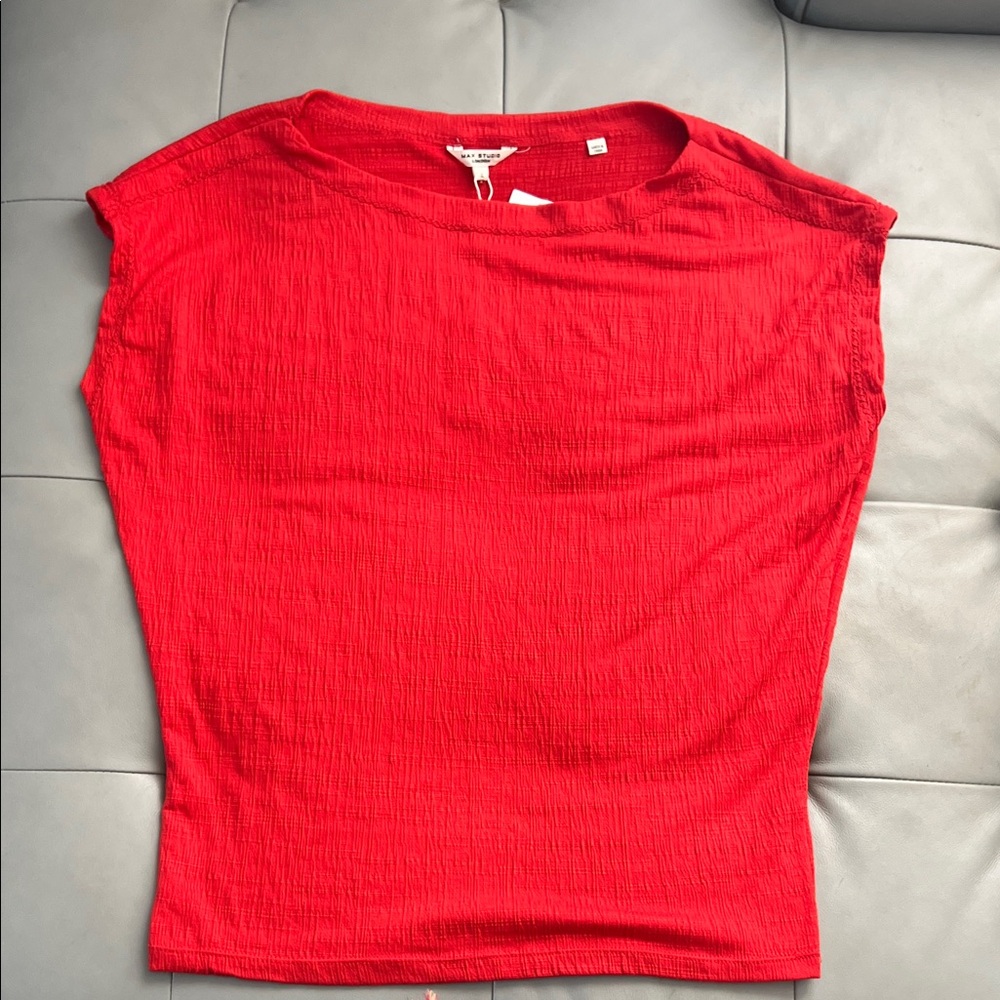 Max Studio Vibrant Red Short Sleeve Top